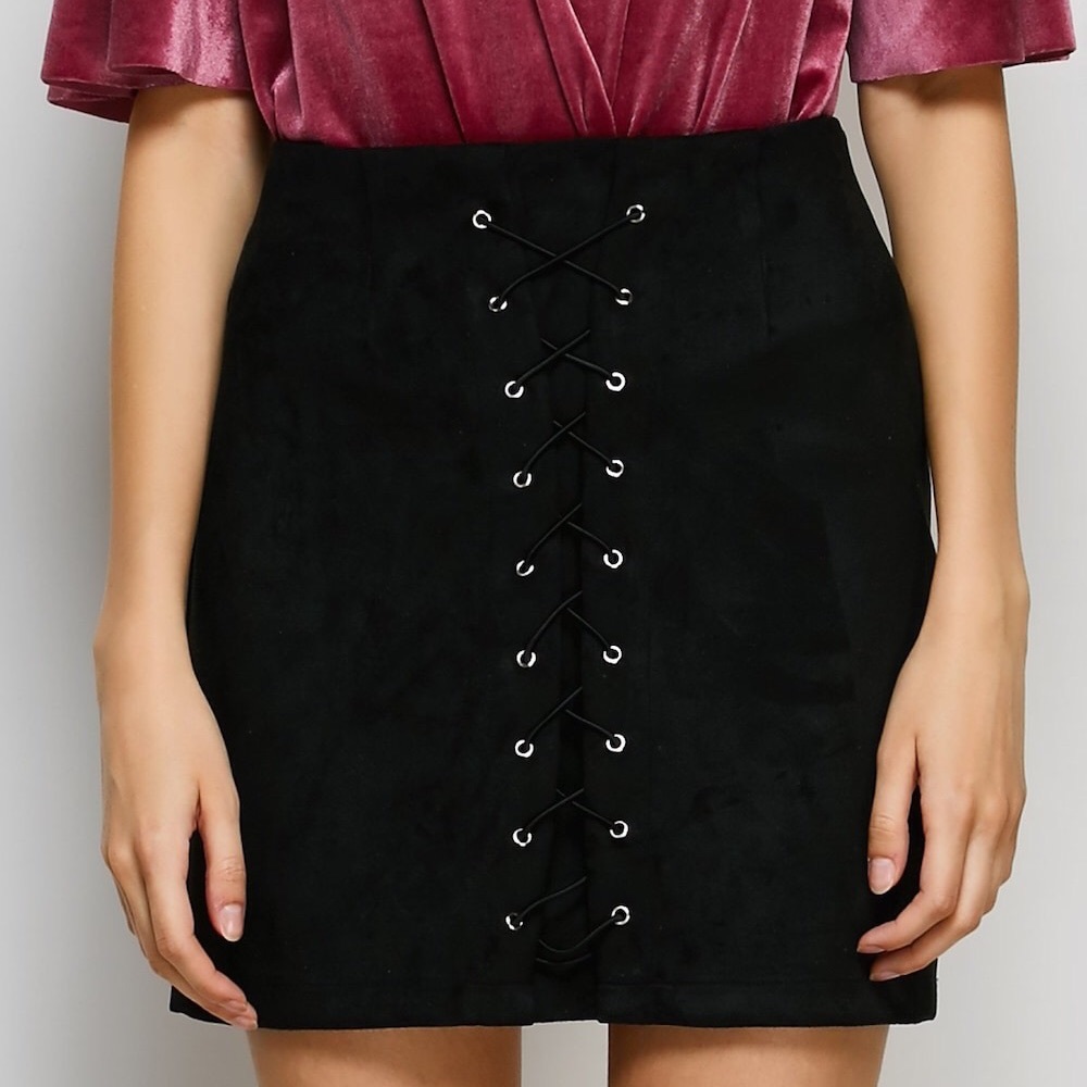 Black Faux Suede Skirt
